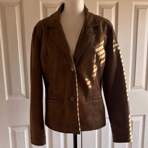 Women's Brown Suede Tailored Blazer Jacket